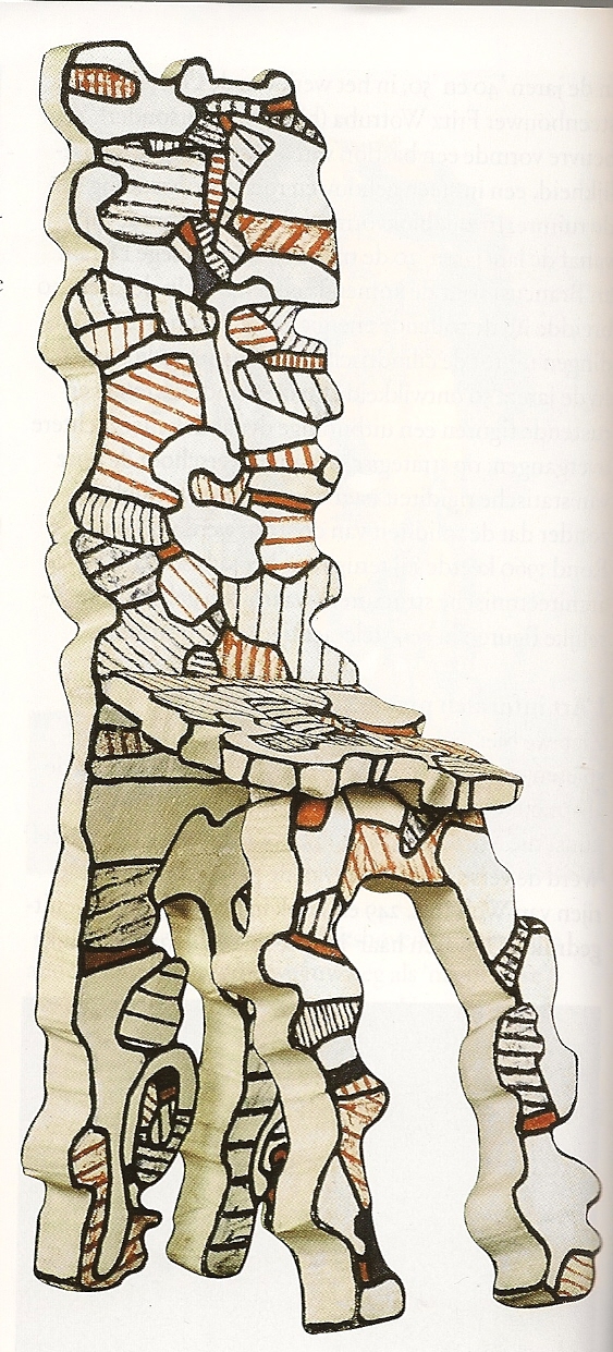 Jean Dubuffet, Stoel II, 1967, epoxy en polyurethaanverf, 168x60x75 cm, Privé-collectie.