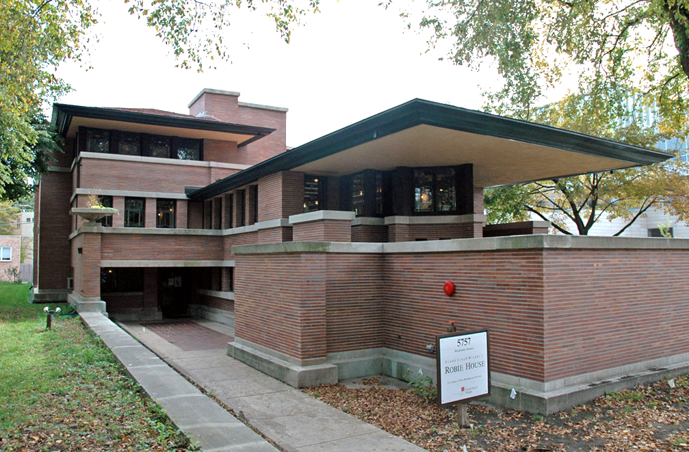 Het Robie House in Chicago van Frank Lloyd Wright uit 1908. Foto: wikimedia commons.