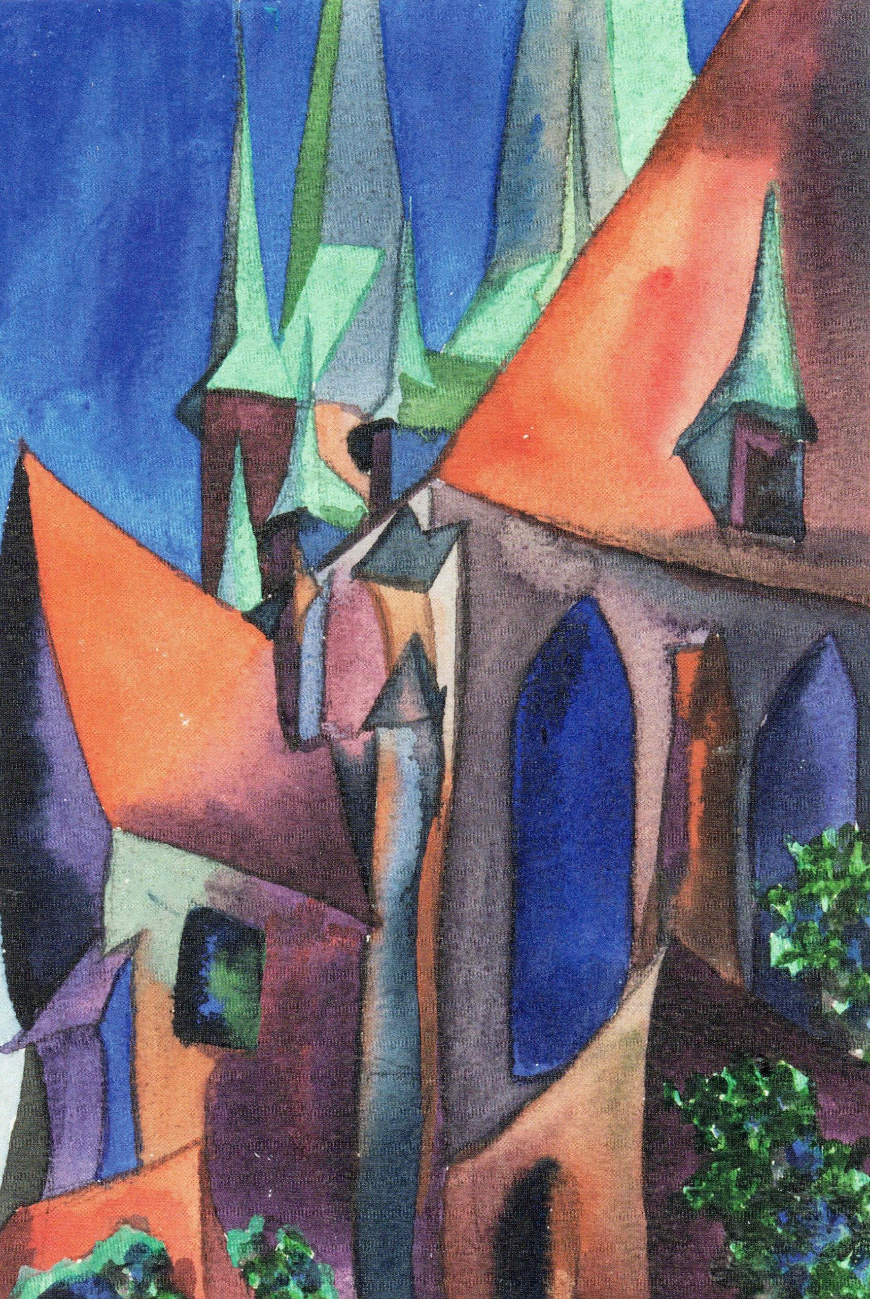 Grete Reichardt, 'Sankt Severi Erfurt', 1921-25, gouache en potlood, Angermuseum Erfurt.